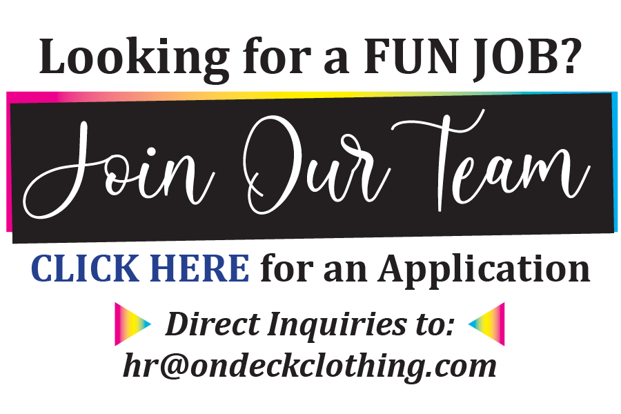 On Deck Clothing Company is hiring! Apply Online Today!